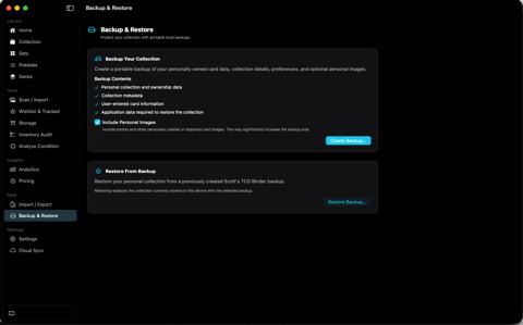 Backup & Restore with create and restore actions.